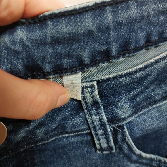 Soft surroundings denim jean pants capris ruffle ankle casual stretch size 6 - Picture 3 of 8